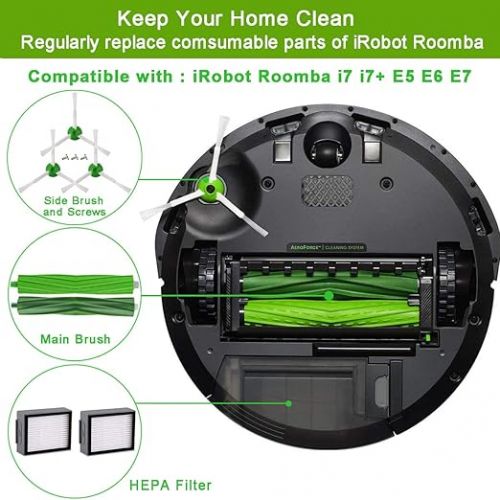  HoHome Replacement Kit Accessory for iRobot Series E5 E6 E7 i7+ i8 i8+ J7 J7+ i6 i6+ i4 i4+ i3 i3+, Replacement Parts Brush Filter Accessory Set 11 in 1