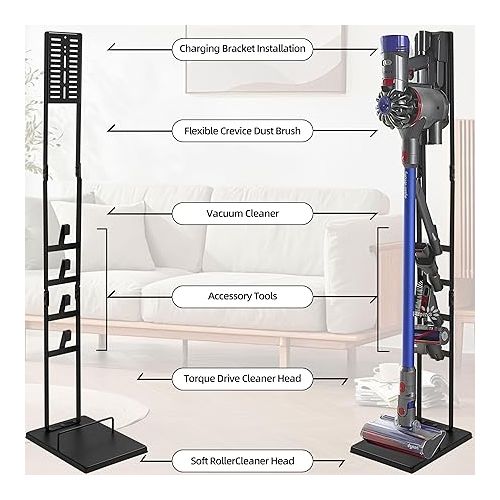  OUTBROS Staubsauger Stander, Kompatibel fur Dyson Gen5 V15s V15 V12 Slim V11 V10 V8 V7 V6 Bodenstander,Zubehorhalter Speichern und Organisieren, Schwarz