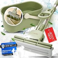 WISCHBAR® Mop Set with Bucket [Back-Friendly] Wiper with 2 Sponge Inserts, 160 cm Handle, 20 L Bucket, Floor Mop 33 cm Wide, for Tiles, Laminate, Shower Cubicle etc.