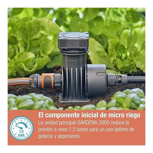  Gardena Micro-Drip-System Basic Device 2000: Starting Block for Automatic Irrigation System, Reduces Pressure and Filters Water, Easy Connection Technology (13310-20)