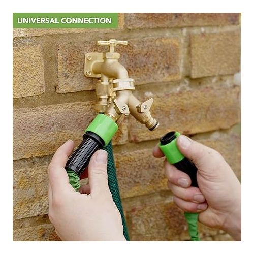  BLOSTM 2-Way Distributor Water - Brass Water Distributor 2-Way Tap Adapter Anti-Leak Garden 2-Way Distributor for Irrigation System, Hose & Garden Tools - 9.5 x 7.5 cm