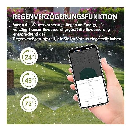  FrankEver WiFi Irrigation Computer with App Control, Smart Garden Irrigation Timer, Automatic Watering with Rain Delay, Compatible with Alex and Google Home, IP65 Waterproof, BSP 3/4 Inch DN20