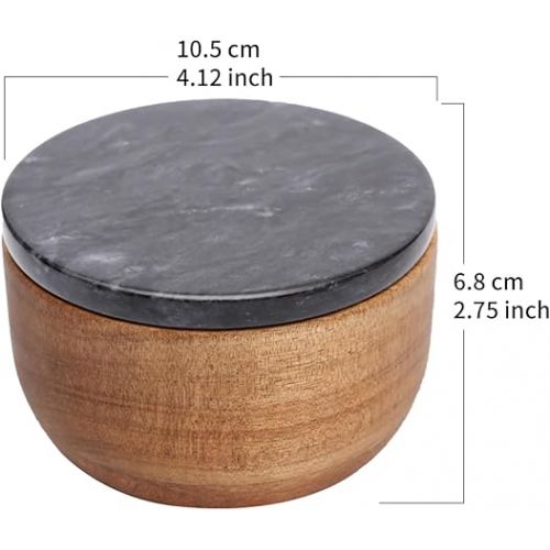  Wooden Salt Box Spice Jar Spice Container Solid Natural Acacia Base Marble Lid Elegant Design Decorative Boxes