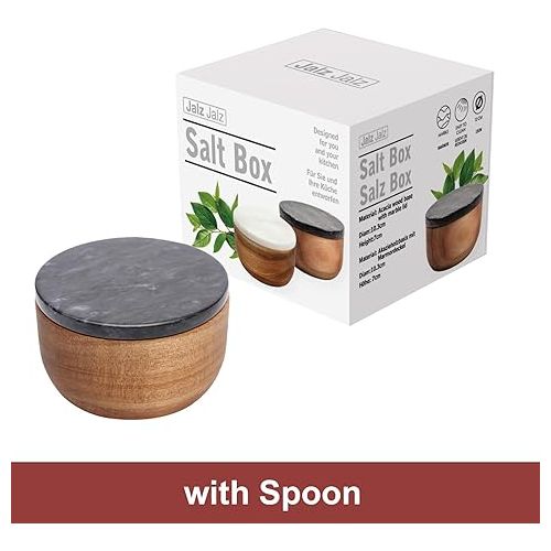  Wooden Salt Box Spice Jar Spice Container Solid Natural Acacia Base Marble Lid Elegant Design Decorative Boxes