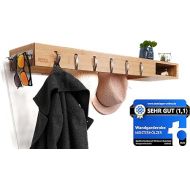 MEISTERHOLZER Wall Coat Rack, Hallway Coat Rack, Modern and Space-Saving, with Storage Compartment, Foldable Stainless Steel Hooks, Glasses Holder, Hat Shelf - See for Yourself