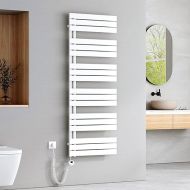 EMKE Electric Bathroom Towel Radiator with Thermostat, Electric Panel, Towel Dryer, with Heating Rod with Timer, 1599 x 600 mm, 1000 Watts, White