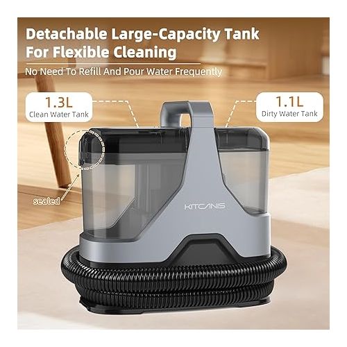  KITCANIS Washing Vacuum Cleaner Upholstery Cleaner Carpet Cleaner Device for Sofa, Carpets, Upholstery, Spotlight, Stairs, Pet and Car, Portable Clean Wet & Dry Vacuum Cleaner 3-in-1, Includes