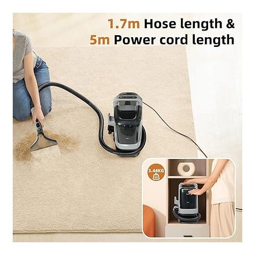  KITCANIS Washing Vacuum Cleaner Upholstery Cleaner Carpet Cleaner Device for Sofa, Carpets, Upholstery, Spotlight, Stairs, Pet and Car, Portable Clean Wet & Dry Vacuum Cleaner 3-in-1, Includes