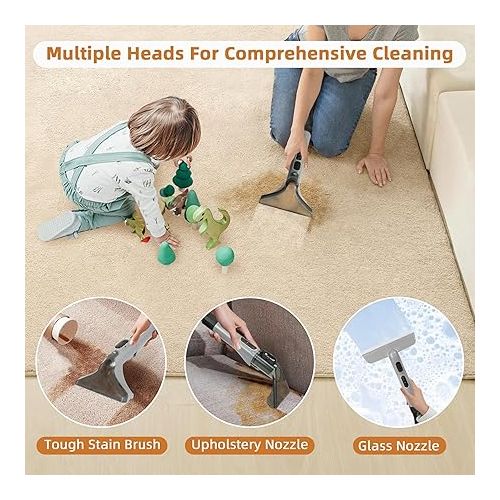  KITCANIS Washing Vacuum Cleaner Upholstery Cleaner Carpet Cleaner Device for Sofa, Carpets, Upholstery, Spotlight, Stairs, Pet and Car, Portable Clean Wet & Dry Vacuum Cleaner 3-in-1, Includes