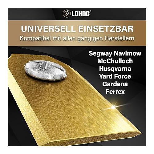  LoHaG - Robot Lawnmower Replacement Blades + Screws for Husqvarna Automower Gardena Yard Force, with Titanium Carbite Alloy, Pack of 15