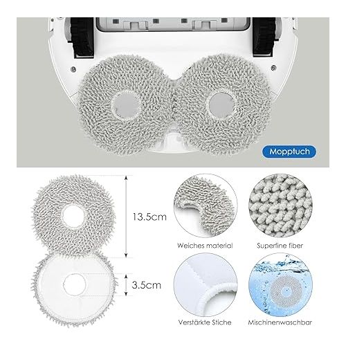  Accessory Set for Ecovacs Deebot T20e OMNI/T20 OMNI, 6 x Antibacterial Dust Bags, 4 x Wipes Mop Cloths, 1 x Main Brush, 2 x Filters, 4 x Side Brushes, Robot Vacuum Cleaner Replacement Parts