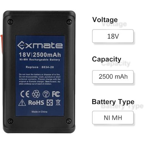  Exmate NI-MH 18V 2500mAh Replacement Battery for Gardena 8834-20 SmallCut 300 Battery