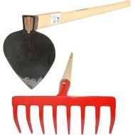 SHW-FIRE Professional Garden Set - Garden Rake and Hoe with Heart Leaf for Gardening