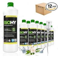 BiOHY Carpet Shampoo (12 x 1 Litre) + Doser | Carpet Cleaner Concentrate | Ideal Against Stubborn Stains | Material-Friendly & Animal Friendly | Effective Organic Agent | Powerful Carpet Foam