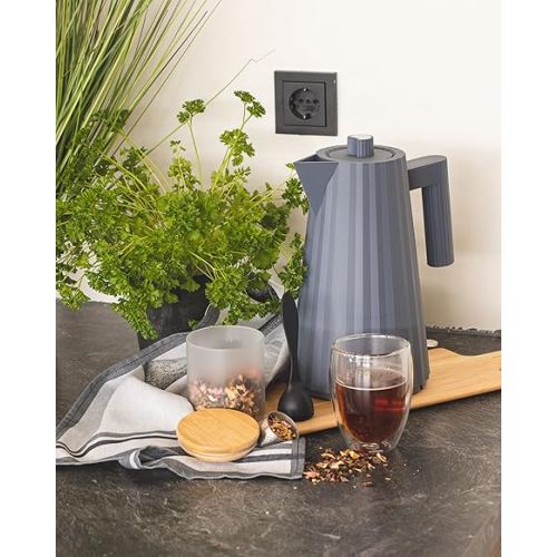  Alessi Plisse. MDL06 G electric kettle in thermoplastic resin, grey Euro plug.