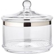 EDZARD Vigo Glass Jar with Lid (Height 19 cm, Diameter 19 cm) Mouth-Blown Crystal Glass with Platinum Rim Storage Jar Muffin Glass Cookie Jar