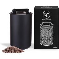 Airtight Coffee Canister for 1 kg Coffee Beans with Vacuum Lid (Container for Coffee, Tea, Stainless Steel Tin for Storage with Aroma Closure, Storage Jar for 1000 g Coffee) Matte Black (2800 ml)