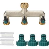 nutmanel 3/4 Inch 3-Way Distributor, Water Adapter Hose, Distributor, with Ball Valves Distributor, Tap Connector, Water Connection Adapter for Home and Garden