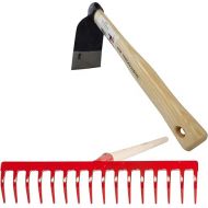 SHW-FIRE Garden Lawn Rake and Bed Hoe with Ash Stems - Effective and Durable