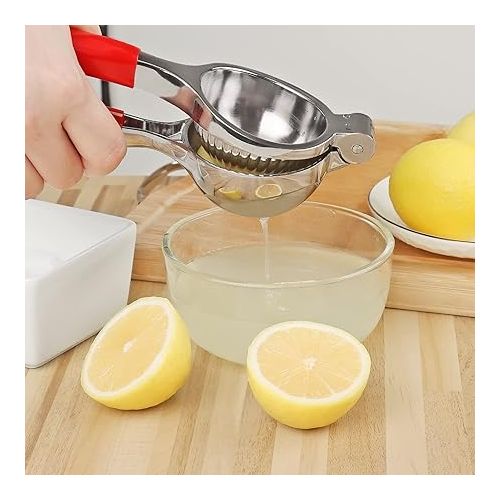  Uaugulft Lemon Squeezer Manual Lemon Squeezer with Soft Grip Handle Heavy Duty Squeezer Squeezer Squeezer Lemon Citrus Easy Clean 8.9 Inch Red Handle