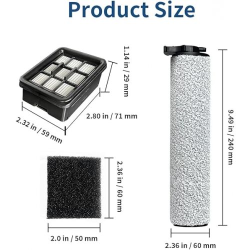  Ersatz-Burstenrolle und HEPA-Filter fur Bissell Crosswave HF3 schnurlosen Staubsauger 3649A Modell (3 Set)