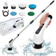 FARI Electric Cleaning Brush, 360° Rotating Spin Scrubber with 7 Adjustable Brush Heads, Cleaning Brush for Corners, Toilet, Kitchen, Bathroom, Window, Base Plate (TX-910-EU-W)