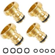 iBamso Brass Hose Connector, 3/4 Inch Garden Hose Quick Coupling Adapter, Outdoor Thread Garden Hose Tap Connector (Pack of 4)