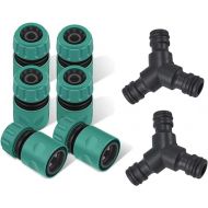 ERKOON 8 Piece Hose Coupling Set, 1/2 Inch Double Plug Garden Hose Connectors Extender & Y Piece Branch Connector Extension Coupling Connection Part (1/2 Inch & Y-Piece)