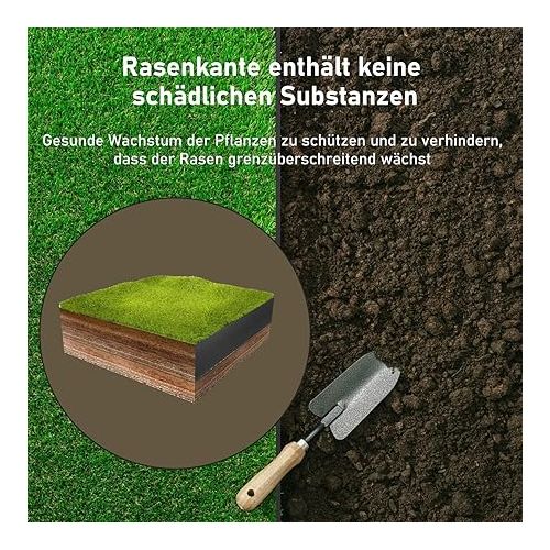  Vigevee Lawn Edging Plastic Mowing Edge, Easy to Use Roll Flower Bed Borders for Paths, Borders, Gravel Paths, Flower Bed Border Invisible (Length 10 m - Height 10 cm, Grey)