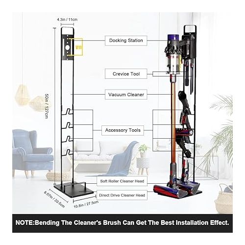  Foho Stand Compatible with Dyson Gen5 V15s V15 V12 Slim V11 V10 V8 V7 V6, Bracket, Floor Stand, Accessory Holder, Store and Organise, No Drilling