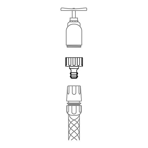  Amig - Adapter for Tap Connection with Hose, 1 Inch, Quick and Easy Connection for Water Hoses, Corrosion and Weatherproof, Brass, Matt