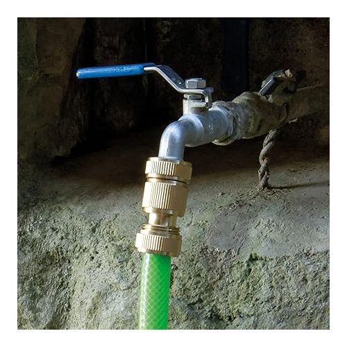  Amig - Adapter for Tap Connection with Hose, 1 Inch, Quick and Easy Connection for Water Hoses, Corrosion and Weatherproof, Brass, Matt