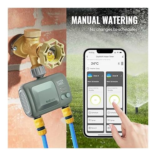  Johgee Irrigation Computer WLAN 2 Outputs 2.4 GHz, Intelligent Automatic Irrigation System with Smart App, Voice Control & USB Gateway, Rain Delay Weather Forecast for Garden