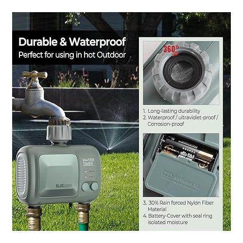  Johgee Irrigation Computer WLAN 2 Outputs 2.4 GHz, Intelligent Automatic Irrigation System with Smart App, Voice Control & USB Gateway, Rain Delay Weather Forecast for Garden