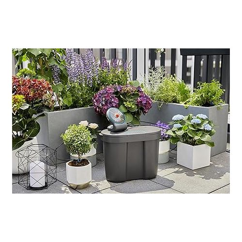  Gardena AquaBloom 13301-20 Solar Watering Set Including Water Reservoir: Solar Powered Watering Set for up to 20 Balcony Plants, Control Unit with 14 Irrigation Programmes