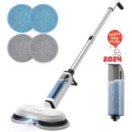 iDOO Wireless Electric Mop Floor Mop Electric with Spray Function Battery Mop 350 ml Water Tank and LED Lighting, 280 RPM Double Rotation Mop Without Effort