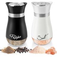 Salt and Pepper Shakers, 120 ml Glass Base Salt Shaker Small, Stainless Steel Salt and Pepper Shaker Set with Glass Bottle, Spice Dispenser Kitchen Accessories for Home, Kitchen, Restaurant, Dining