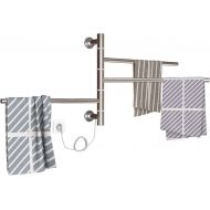 ESOP Bathroom Radiator Electric Chrome 3 Pole Rotatable Towel Radiator Electric 560 x 410 mm Radiator Heating 304 Stainless Steel Towel Warmer Wall Mounted Towel Dryer