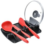 Spoon Rest Silicone Pot Lid Holder Kitchen Utensil Holder Cooking Spoon Holder Cooking Spoon Rest Lid Holder Cutlery Holder Kitchen Shelf for Pot Lid Spoon Chopsticks, Black