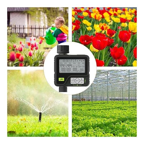  Kazeila Irrigation Computer Irrigation System 6 Separate Irrigation Programs Garden Watering Rain Sensor Waterproof Manual Control for Garden Lawn