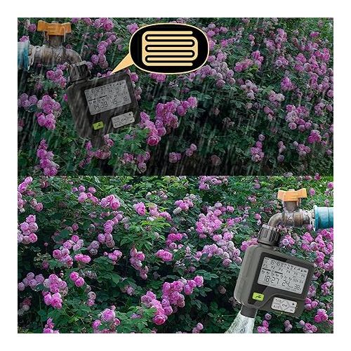  Kazeila Irrigation Computer Irrigation System 6 Separate Irrigation Programs Garden Watering Rain Sensor Waterproof Manual Control for Garden Lawn