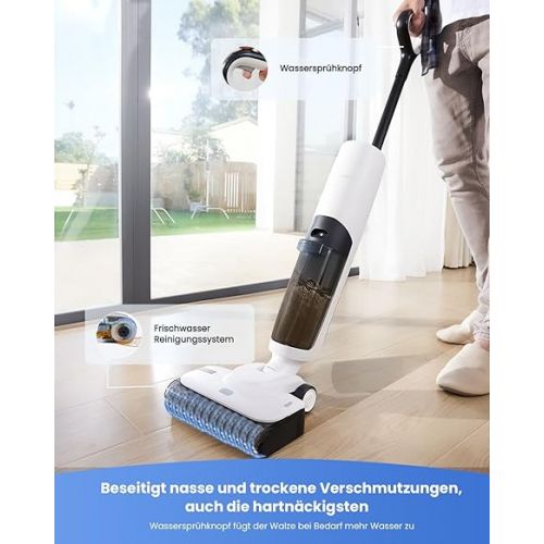  Proscenic WashVac Wireless Wet Dry Vacuum Cleaner, 3-in-1 Vacuum Cleaner with Self-Cleaning Suction Wiper, 30 Minutes Running Time, 650 ml Water Tank, Self-Cleaning Mode