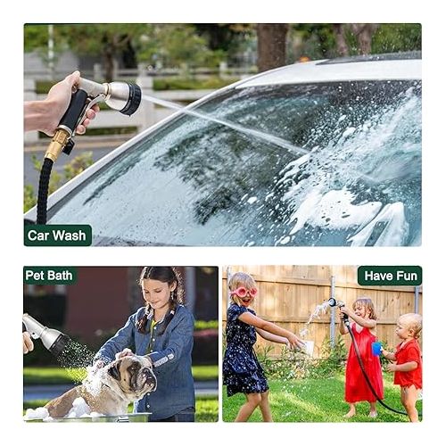  FANHAO Metal Garden Hand Shower, High Quality and Robust, 7-Function Garden Spray Guns for Garden, Car Washing and Home, Multifunctional Watering Gun