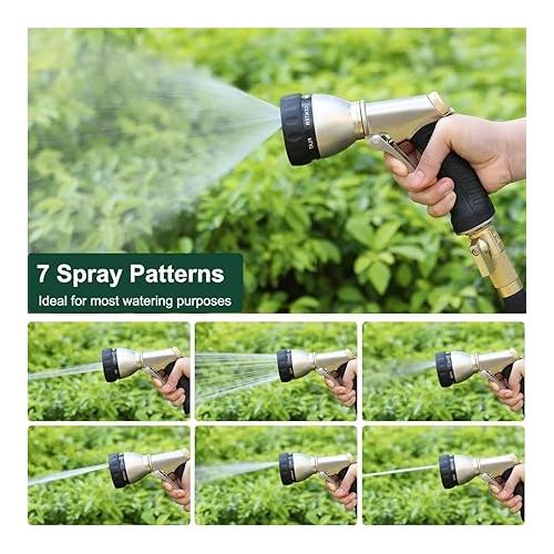  FANHAO Metal Garden Hand Shower, High Quality and Robust, 7-Function Garden Spray Guns for Garden, Car Washing and Home, Multifunctional Watering Gun