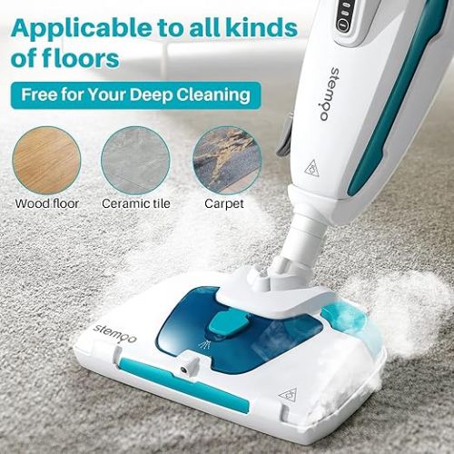  Stemoo 331641 Multifunctional Steam Cleaner, 19 Accessories, Eliminates 99.9%* of Viruses, Germs and Bacteria, Eco Cleaning without Chemicals