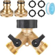 2-Way Distributor, Y Tap Distributor, 3/4 Inch Water Connection Distributor Adapter with Individual On/Off Valves, 2 Devices Can Be Connected Simultaneously, Adjustable Water Flow