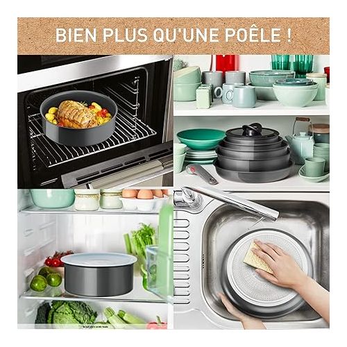  Tefal Ingenio Renew L2609302 Set of 3 Frying Pan 28 cm Pot 18 cm Handle Induction Ceramic Coating Thermal Signal Function Recycled