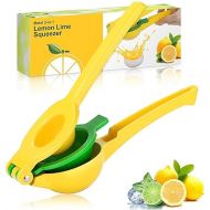 WONSEFOO Lemon Squeezer, Lime Squeezer, 2-in-1 Aluminium Alloy Manual Juicer, Hand Press Juicer, Hand Juicer for Lemon Juice, Lime Juice, etc., Anti-Etchant, Dishwasher Safe, Yellow