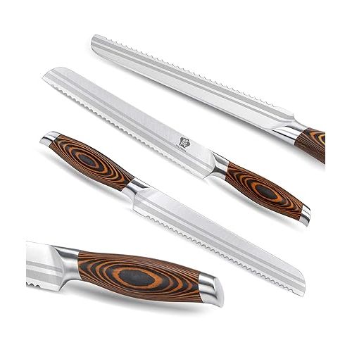  WILDMOK X50CrMoV15 German Stainless Steel Kitchen Knife, With Premium Orange Coloured Pakkawood Handle