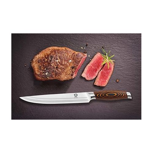  WILDMOK X50CrMoV15 German Stainless Steel Kitchen Knife, With Premium Orange Coloured Pakkawood Handle